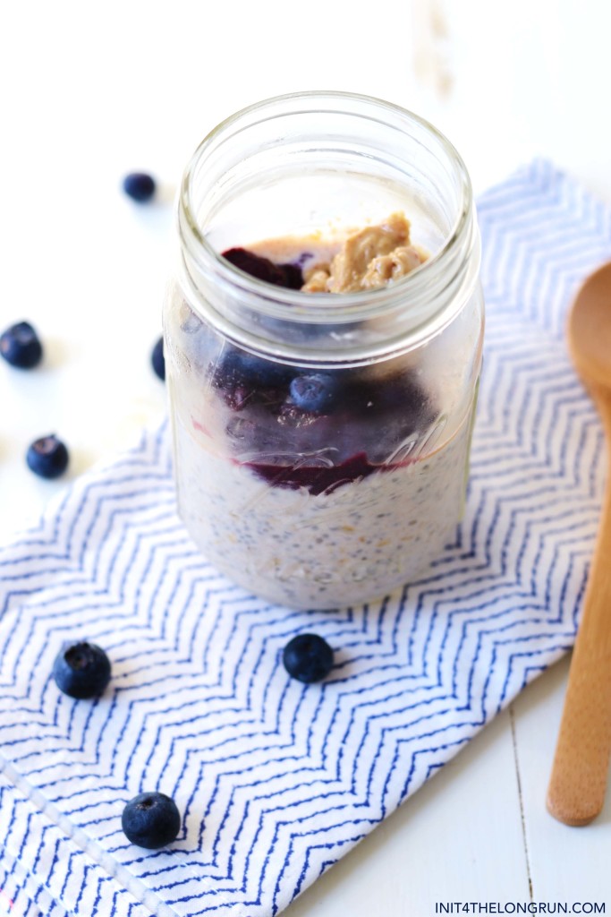 Overnight Oats are the perfect breakfast to make ahead and eat on the run. These Peanut Butter and Chia Jam Overnight Oats are packed with the superfood, chia, but taste like your favorite old school PB & J. // init4thelongrun.com