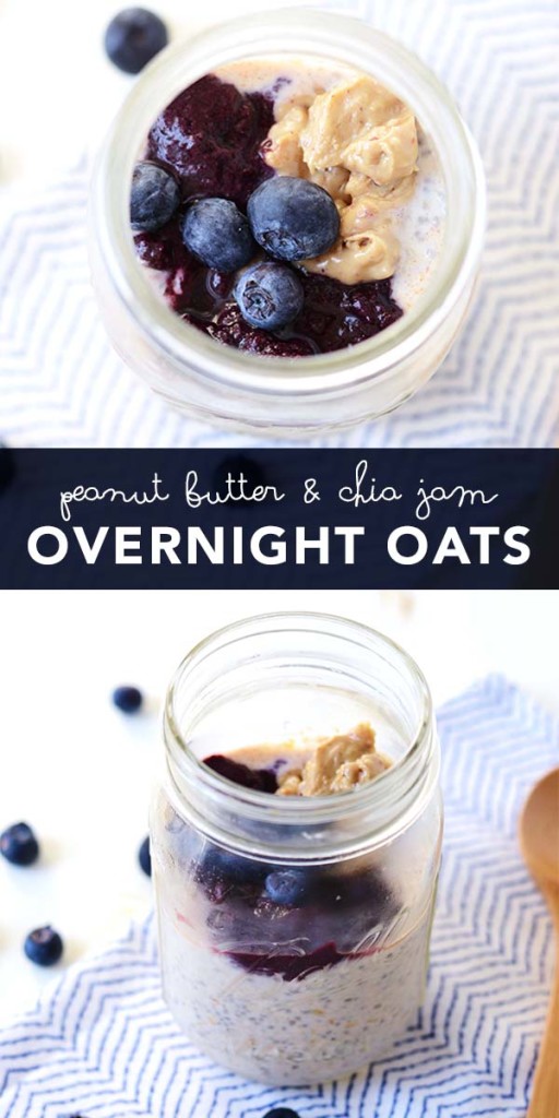 Overnight Oats are the perfect breakfast to make ahead and eat on the run. These Peanut Butter and Chia Jam Overnight Oats are packed with the superfood, chia, but taste like your favorite old school PB & J. // init4thelongrun.com