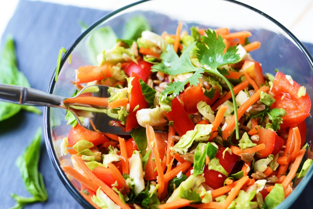 Crunchy Cilantro Salad over Farro Grains