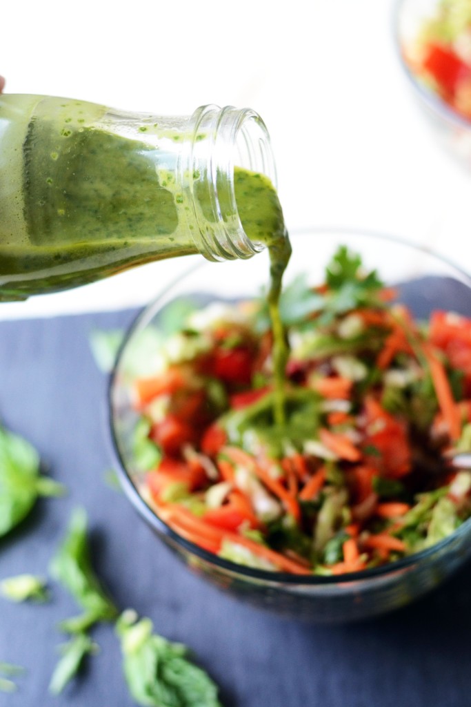 Crunchy Cilantro Salad over Farro Grains