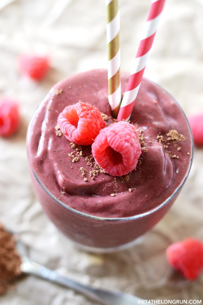 Having this chocolate raspberry smoothie for breakfast is like telling the world you're already winning and it's only 9am.