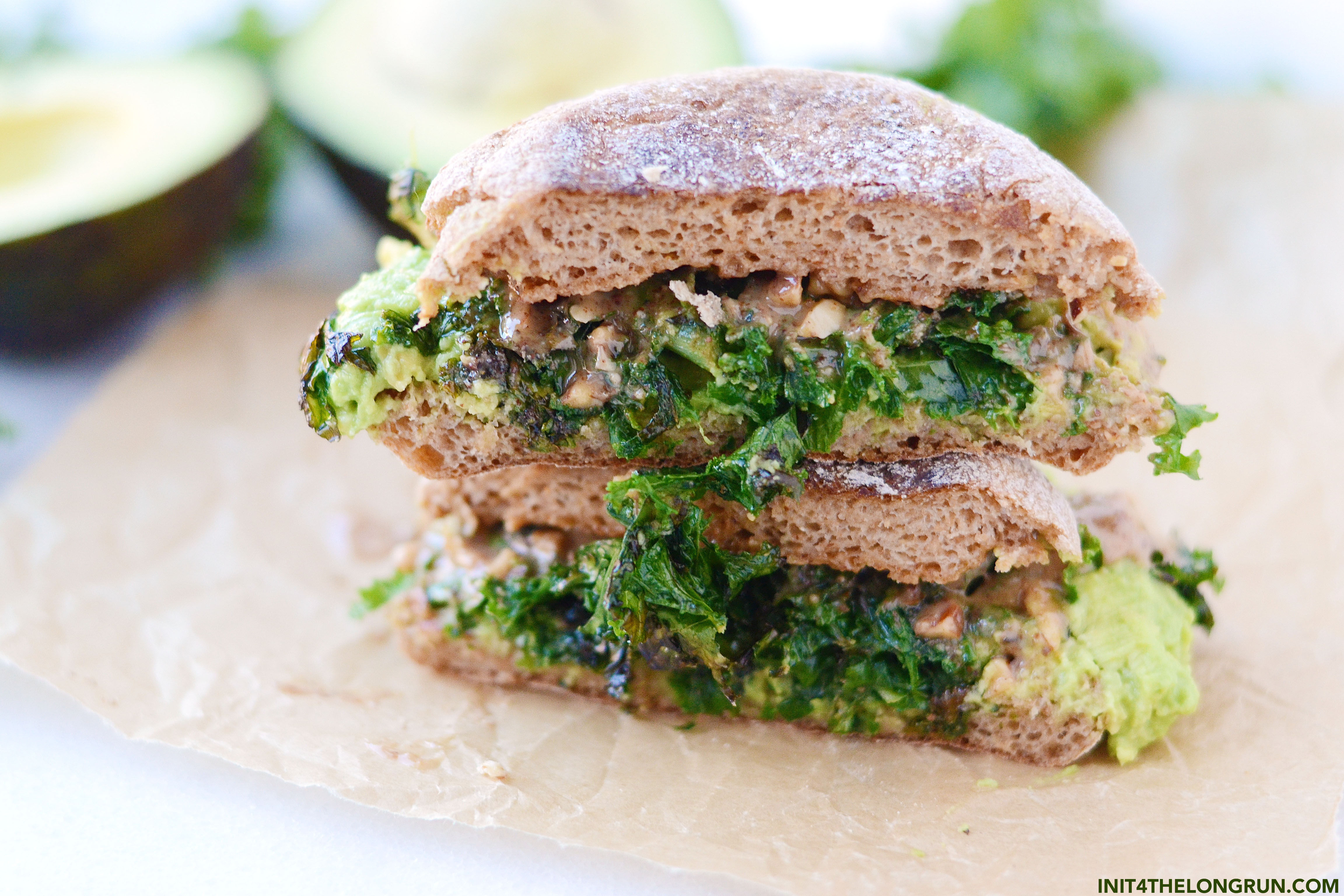 This strange but good combination of avocado, almond butter and kale in the Vegan Breakfast Sandwich will have vegans and non-vegans alike craving breakfast all day long.