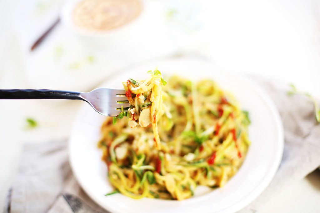 Zoodles with Spicy Sesame Almond Butter Sauce