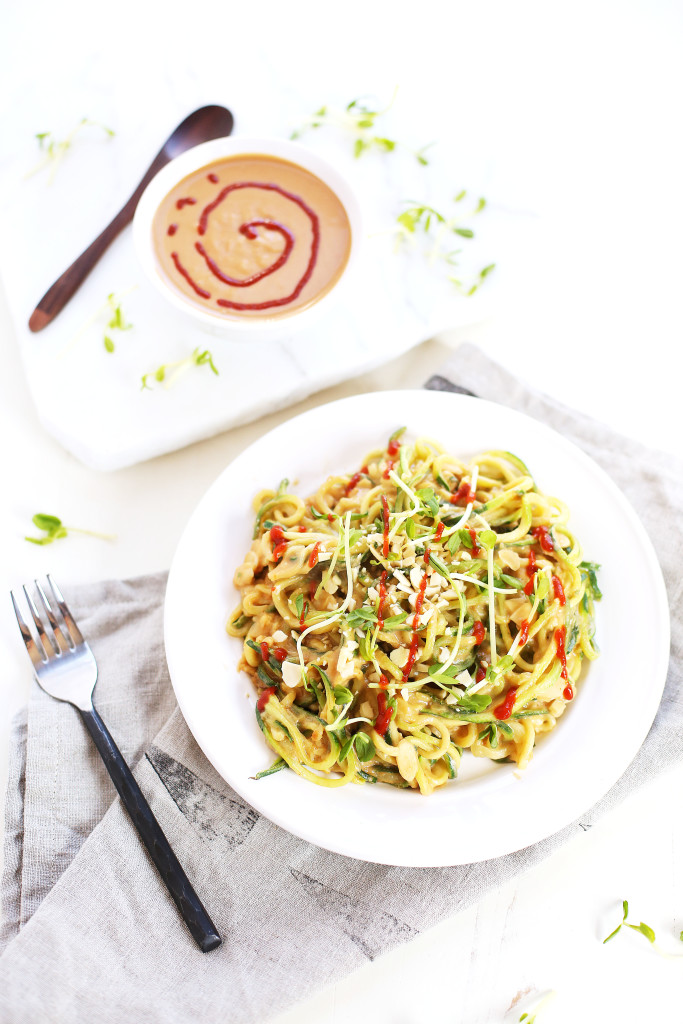 Zoodles with Spicy Sesame Almond Butter Sauce