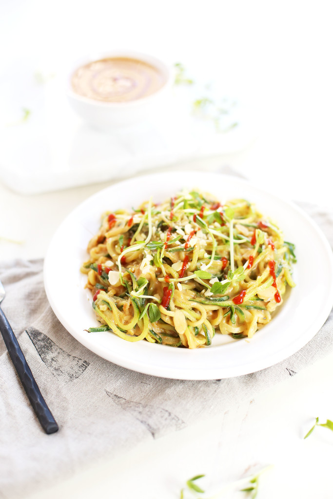 Zoodles with Spicy Sesame Almond Butter Sauce